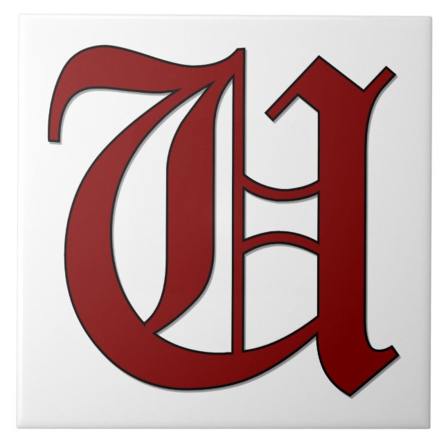 De Cerâmica Canterbury - Letra U no Azulejo do Monograma Verme (Frente)