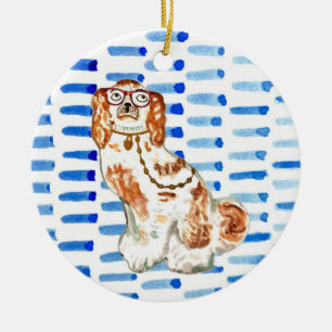 De Cerâmica Cão Staffordshire em ornamento cerâmico azul