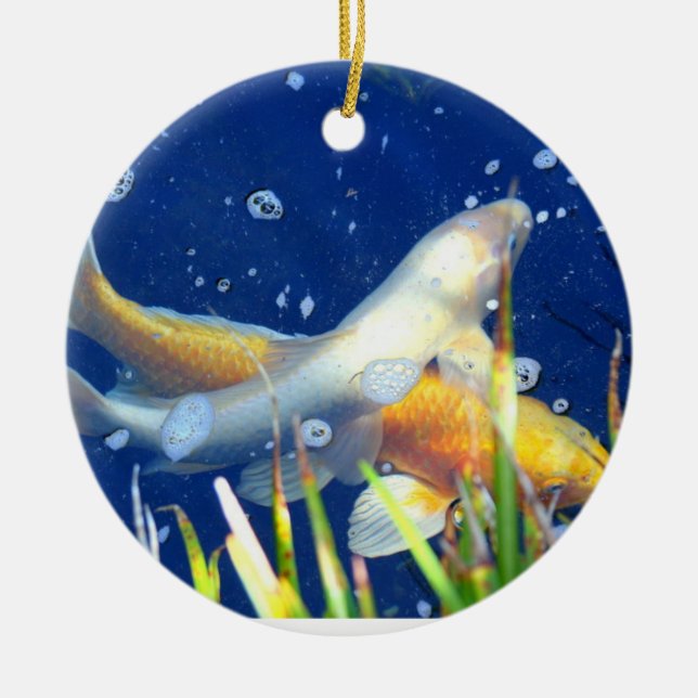 De Cerâmica carpa koi natação ornamento (Frente)