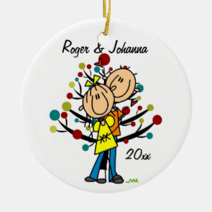 De Cerâmica Casal no ornamento personalizado ø Natal do amor
