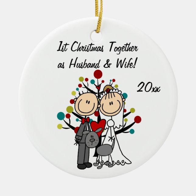De Cerâmica Casal Wedding com o ornamento cinzento do feriado (Frente)