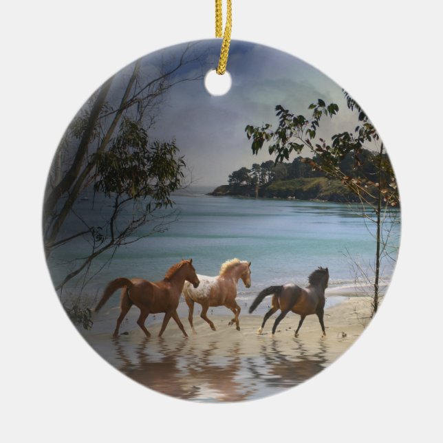 De Cerâmica Cavalos no Ornamento da Praia (Frente)