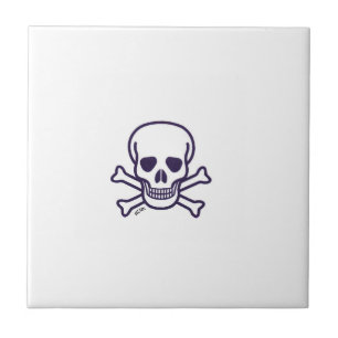 De Cerâmica Caveira n Ossos azulejo branco pequeno