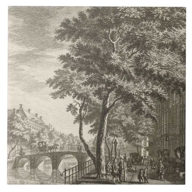 De Cerâmica Cena da Rua Amsterdã do Azulejo Delft (Frente)