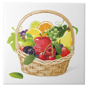 De Cerâmica Cesta da Trivet-Fruta do azulejo