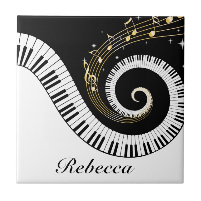 De Cerâmica Chaves personalizadas do piano e azulejo Dourado (Frente)