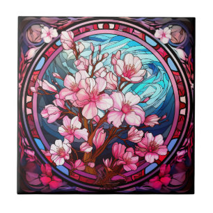 De Cerâmica Cherry Blossomo Vidro Mantido Azulejo Cerâmico