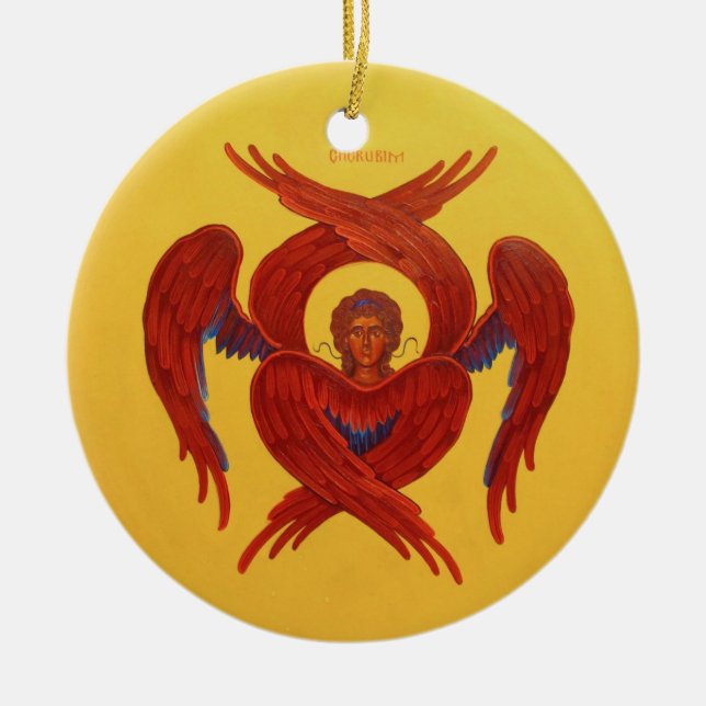 De Cerâmica Cherubim e ornamento ortodoxo do ícone dos (Frente)