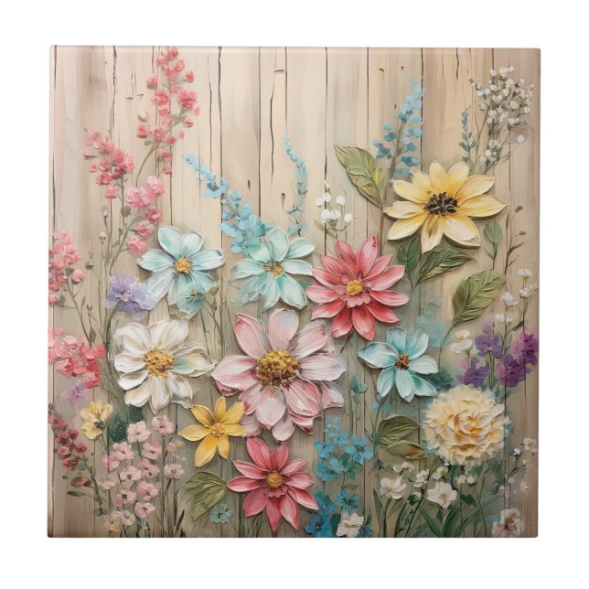 De Cerâmica Chique Flores Azulejo (Frente)