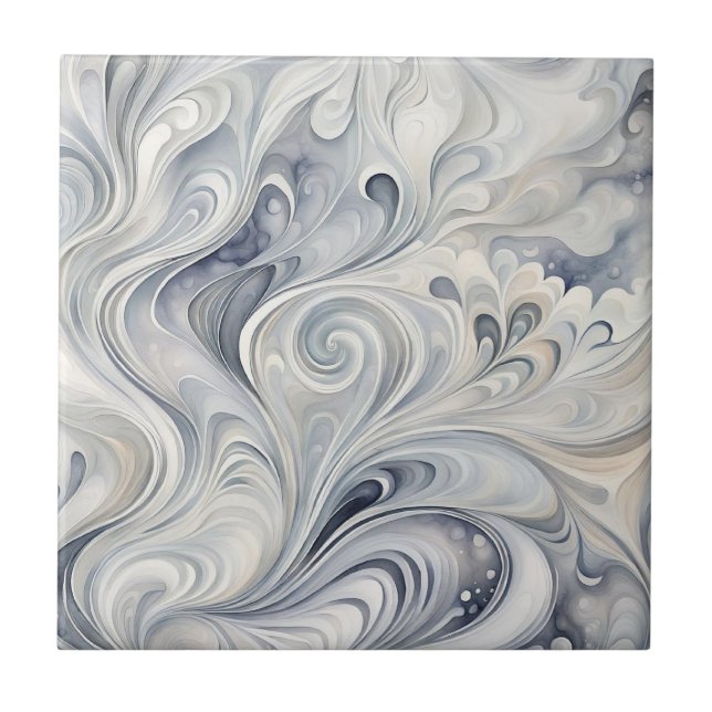 De Cerâmica Cinza abstrato deixa 2 Azulejo cerâmico (Frente)