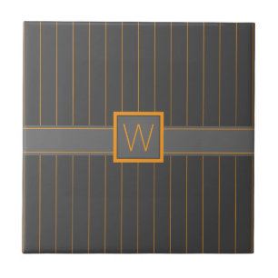 De Cerâmica Cinza com Azulejo Pinstripes Laranja
