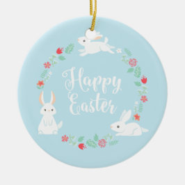 De Cerâmica Coelhinho da Páscoa Floral Elegante| Ornamento cer