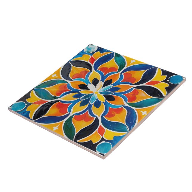De Cerâmica Colorida Estilo Mandala, Azulejo cerâmico. (Lateral)