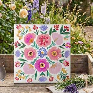 De Cerâmica : Colorido Azulejo Cerâmico Decorativo Floral Arte