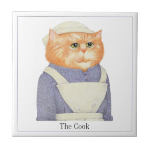 De Cerâmica COOK CAT 4,25" Azulejo cerâmico quadrado + texto