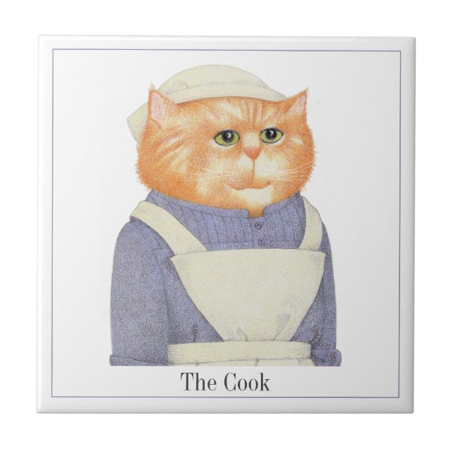 De Cerâmica COOK CAT 4,25" Azulejo cerâmico quadrado + texto (Frente)