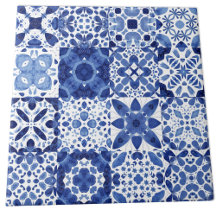 Cor da Água do Padrão do Azulejo Branco Azul do Me
