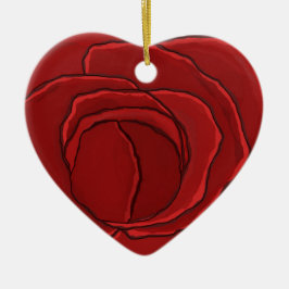 De Cerâmica Coração "rosa vermelha " do ornamento