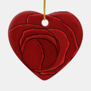 De Cerâmica Coração "rosa vermelha " do ornamento