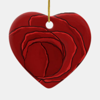 De Cerâmica Coração "rosa vermelha " do ornamento