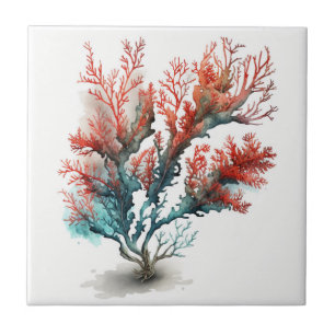 De Cerâmica Coral Vermelho, Aquarela, Azulejo