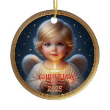 Criança Anjo Beijada pelas Estrelas com Ornamento 
