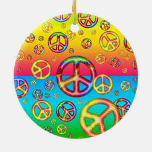 De Cerâmica Crianças Loucas - Ornamento SEM Ronda Cores-PAZ