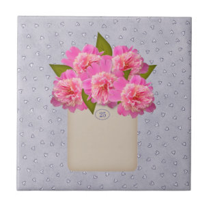 De Cerâmica Crock Of Peonies Azulejo