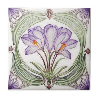 De Cerâmica Crocus em azulejo cerâmico Simétrico Art Nouveau