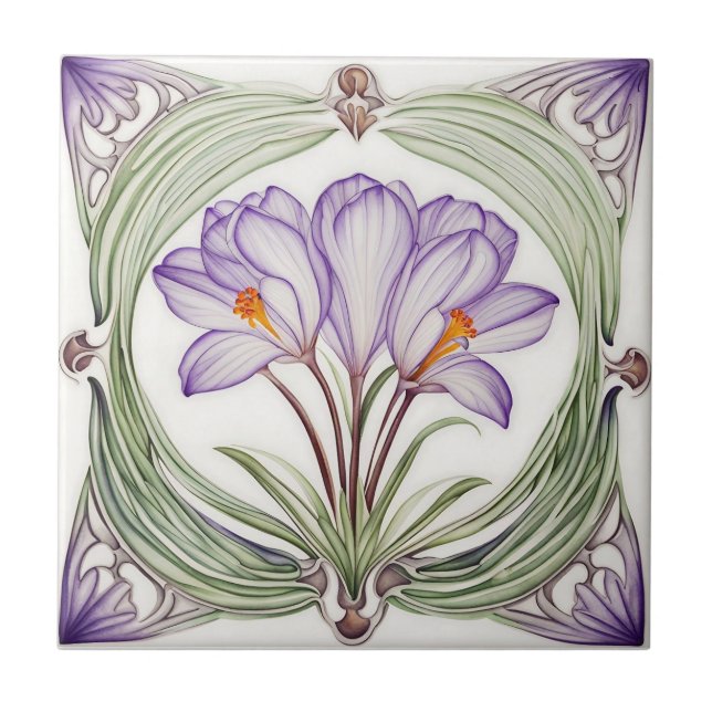 De Cerâmica Crocus em azulejo cerâmico Simétrico Art Nouveau (Frente)
