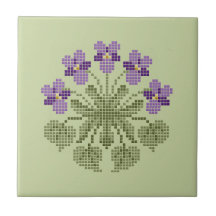 "Cross Stitch" viola Azulejo cerâmico