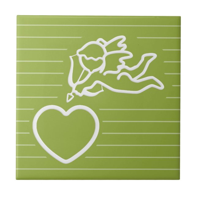 De Cerâmica Cupid Ataca azulejo personalizado (Frente)