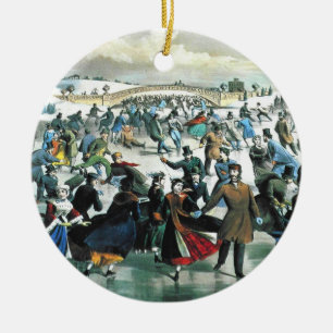 De Cerâmica Currier & Ives - ornamento - inverno do Central