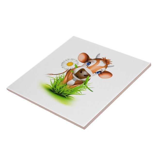 De Cerâmica Daisy Cow Azulejo (Lateral)