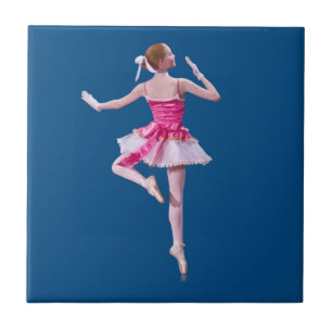 De Cerâmica Dança da bailarina no azulejo azul