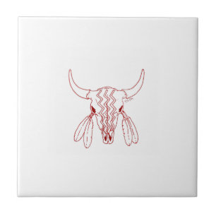 De Cerâmica Dança do Fantasma Vermelho Búfalo azulejo branco p
