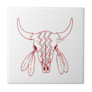 De Cerâmica Dança do Fantasma Vermelho Búfalo azulejo branco p