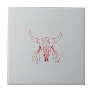 De Cerâmica Dança do Fantasma Vermelho Búfalo cinza azulejo pe