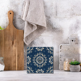 De Cerâmica Decoração do índio Azulejo Azul Mandala Português