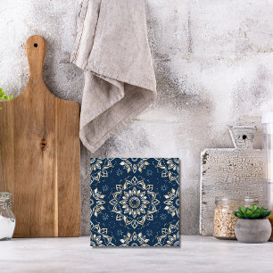 De Cerâmica Decoração do índio Azulejo Azul Mandala Português