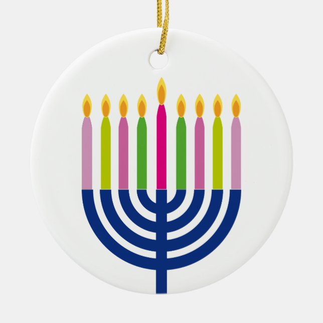 De Cerâmica Decoração dos feriados do menorah | do ornamento | (Frente)