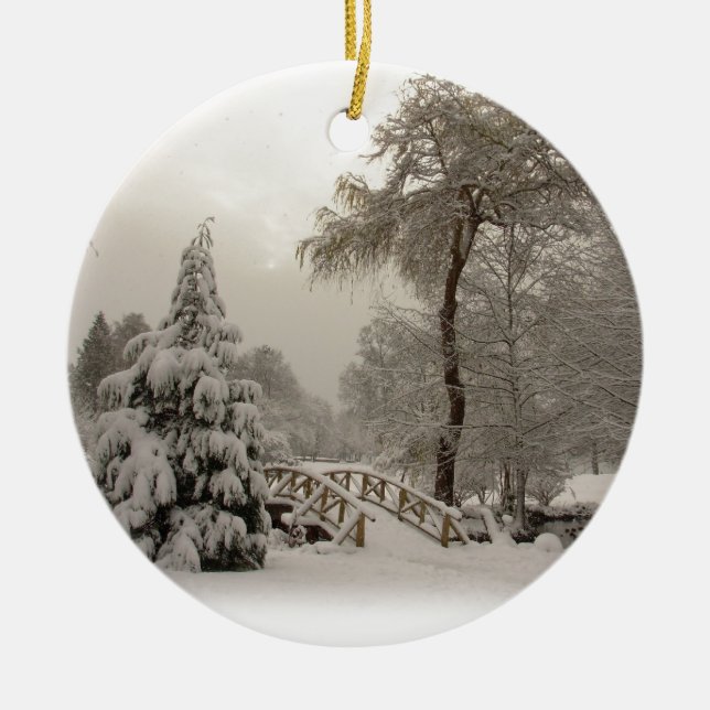 De Cerâmica Decorações das árvores da neve do ornamento da (Frente)