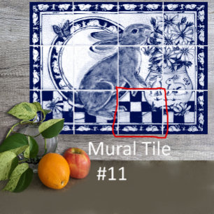 De Cerâmica Dedham Blue White Rabbit Bunny Mural Azulejo nº 11