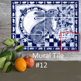 De Cerâmica Dedham Blue White Rabbit Bunny Mural Azulejo nº 12