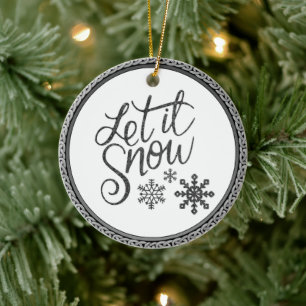 De Cerâmica Deixe-a Neve Cinza e Ornamento Branco