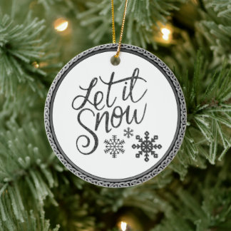 De Cerâmica Deixe-a Neve Cinza e Ornamento Branco