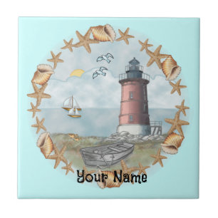 De Cerâmica Delaware Shells Lighthouse azulejo