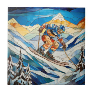 De Cerâmica Descida Skier Azulejo