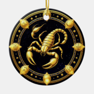 De Cerâmica Desenho do Zodíaco Escorpião Dourado com Ornamento