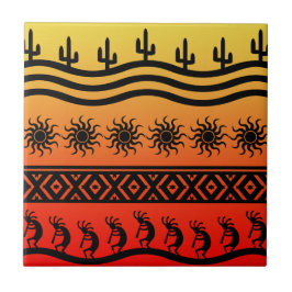 De Cerâmica Desert Sun Cactus Southwest Kokopelli Azulejo cerâ